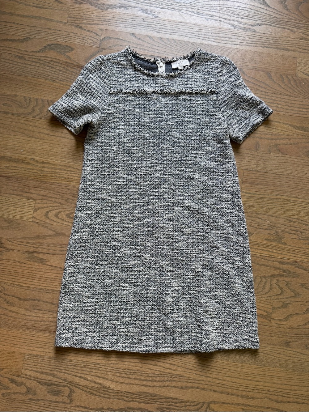 LOFT Gray Marled Short-Sleeve Knit Mini Dress